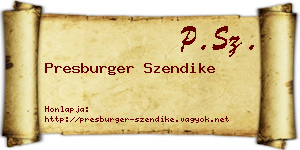 Presburger Szendike névjegykártya